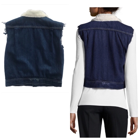 Helmet Lang Women's Shrunken Denim Vest size S - Picture 2 of 5